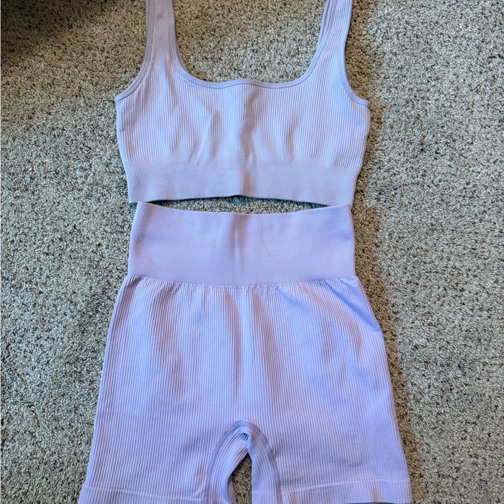 Lavender Ribbed Women's Athletic Set